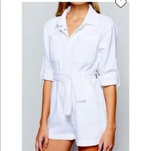 Good American White Denim Romper
